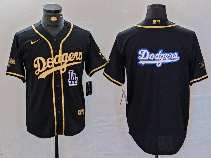 Men Los Angeles Dodgers Blank Black gold Fashion Nike Game MLB Jersey style 7067